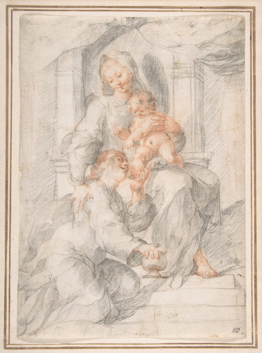 Madonna and Child with Mary Magdalen, vintage artwork by Joseph Heintz the Elder, A3 (16x12") Poster Print