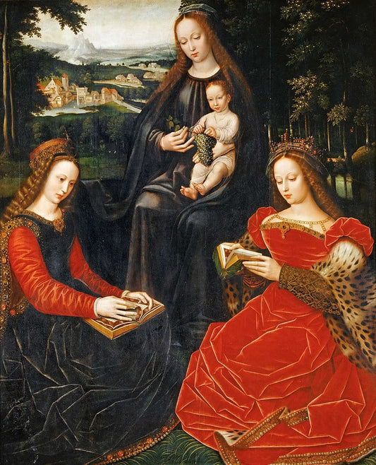 Madonna and Child with Saint Catharine and Saint Barbara, vintage artwork by Ambrosius Benson, A3 (16x12") Poster Print