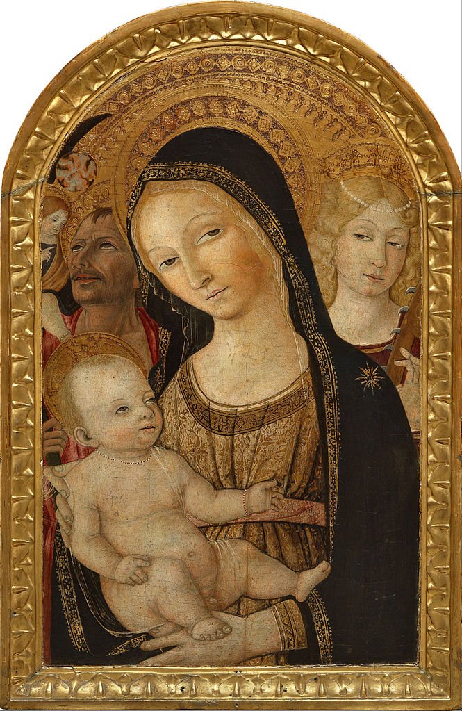 Madonna and Child with Saint Catherine and Saint Christopher, vintage artwork by Matteo di Giovanni, A3 (16x12") Poster Print