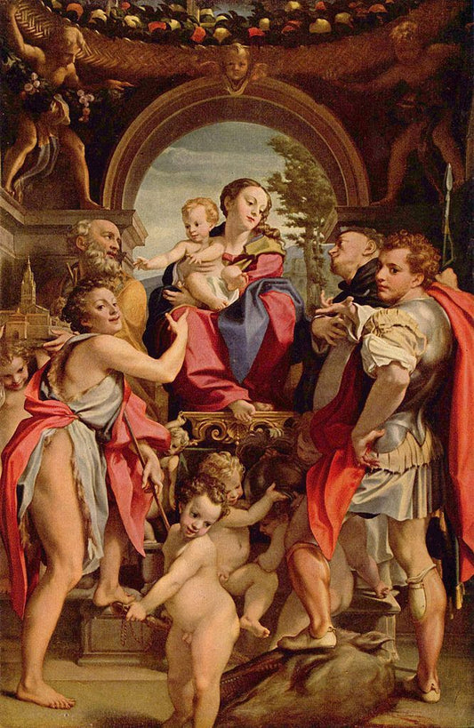 Madonna and Child with Saint George, Saint Gemignano, Saint Peter the Martyr and John the Baptist, vintage artwork by Correggio, A3 (16x12") Poster Print