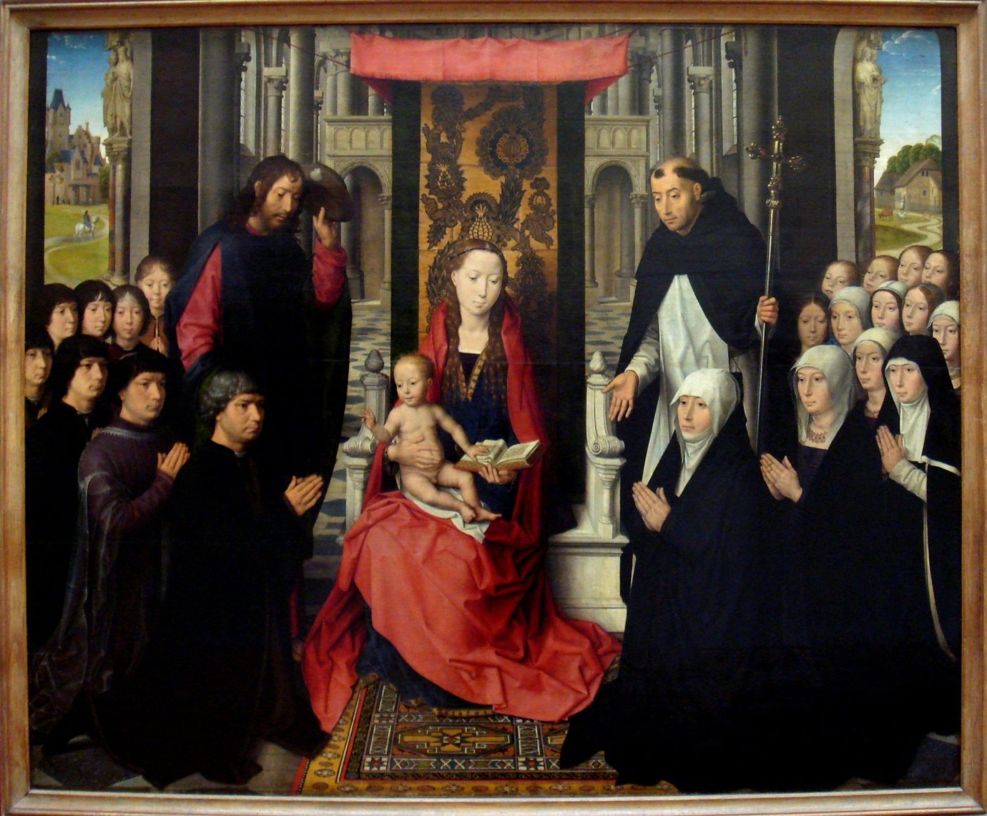 Madonna and Child with Saint James, Saint Benedict and Members of the Florein Family, vintage artwork by Hans Memling, A3 (16x12") Poster Print