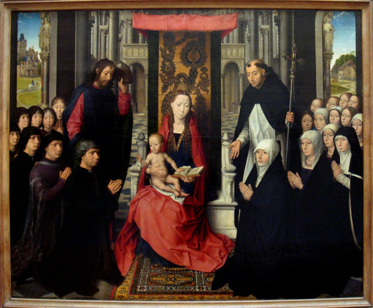 Madonna and Child with Saint James, Saint Benedict and Members of the Florein Family, vintage artwork by Hans Memling, A3 (16x12") Poster Print
