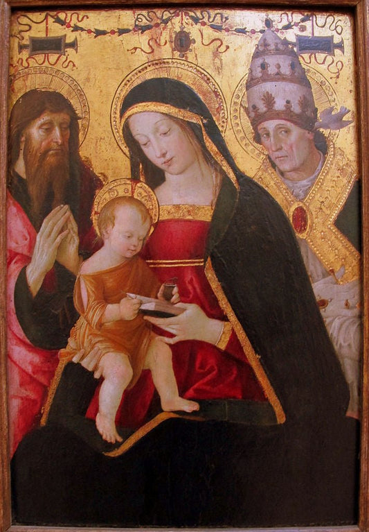 Madonna and Child with Saint Jerome and Gregory the Great, vintage artwork by Pinturicchio, A3 (16x12") Poster Print