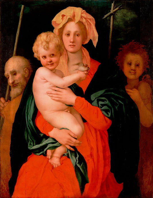 Madonna and Child with Saint Joseph and John the Baptist, vintage artwork by Pontormo, A3 (16x12") Poster Print