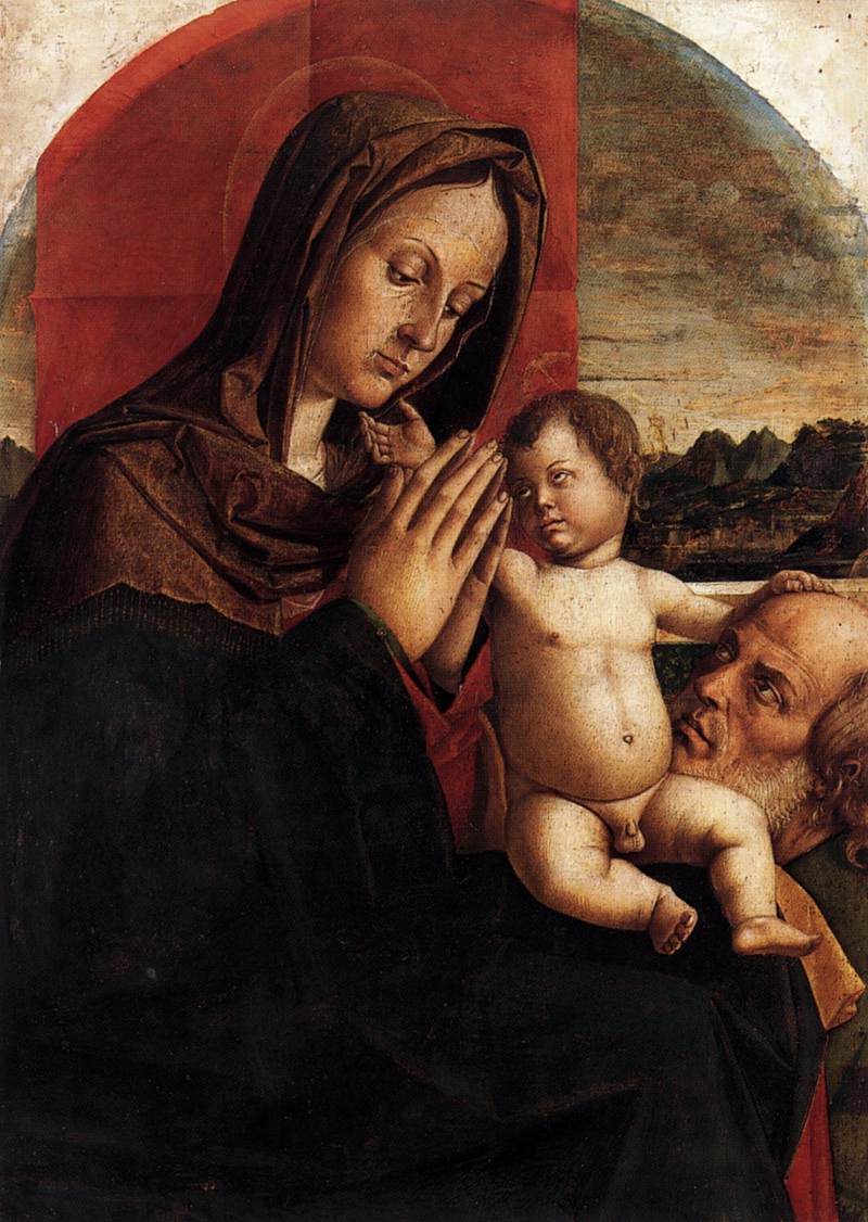 Madonna and Child with Saint Joseph, vintage artwork by Bartolomeo Montagna, A3 (16x12") Poster Print