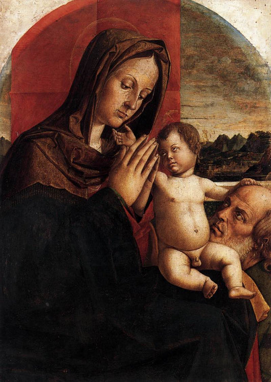 Madonna and Child with Saint Joseph, vintage artwork by Bartolomeo Montagna, A3 (16x12") Poster Print