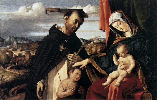 Madonna and Child with Saint Peter Martyr, vintage artwork by Lorenzo Lotto, A3 (16x12") Poster Print