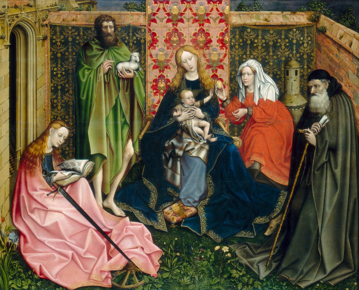 Madonna and Child with Saints in the Enclosed Garden, vintage artwork by Follower of Robert Campin, A3 (16x12") Poster Print