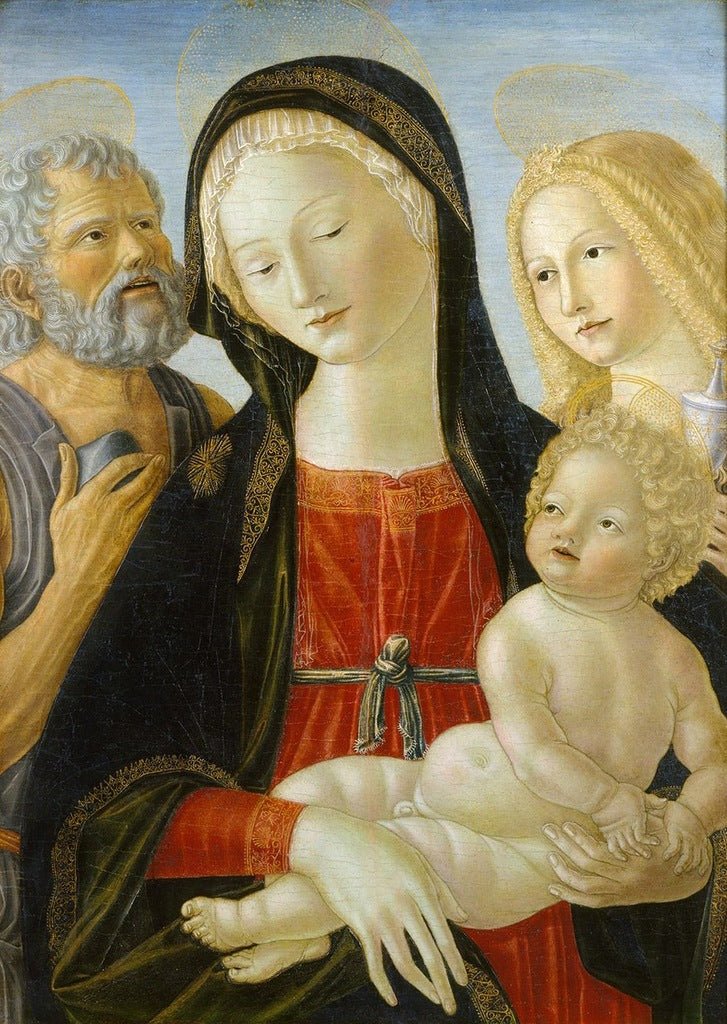 Madonna and Child with Saints Jerome and Mary Magdalene, vintage artwork by Neroccio de' Landi, A3 (16x12") Poster Print