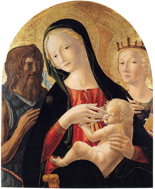 Madonna and Child with Saints John the Baptist and Catherine, vintage artwork by Neroccio de' Landi, A3 (16x12") Poster Print