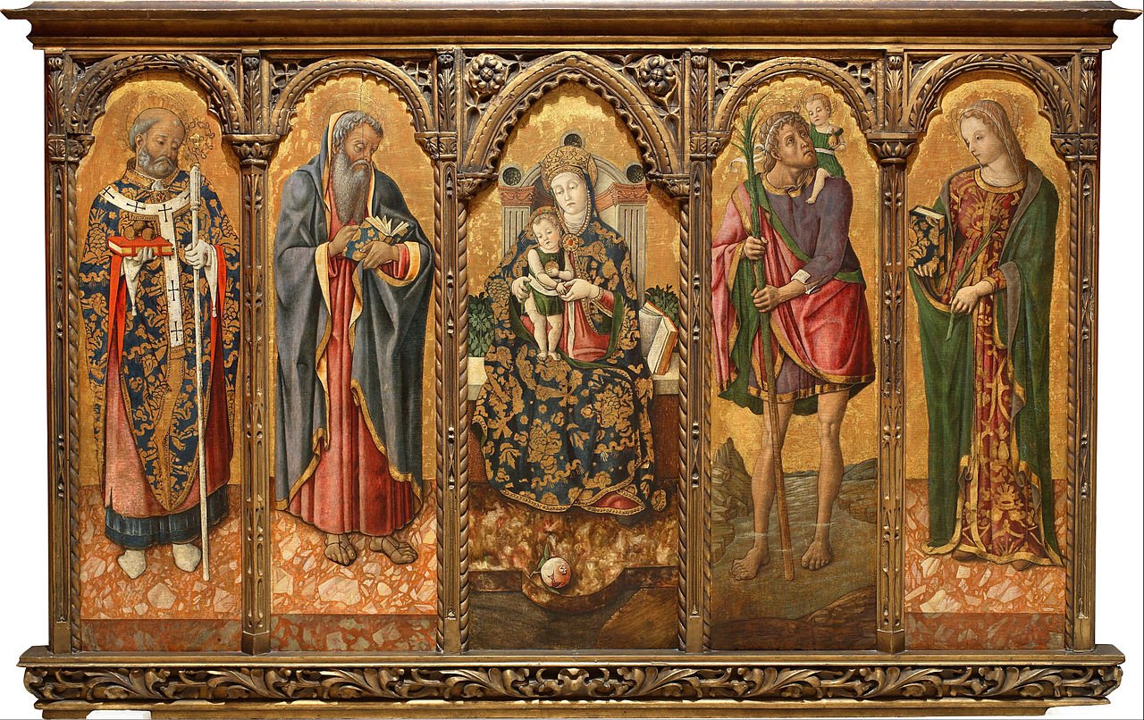 Madonna and Child with Saints (polyptych), vintage artwork by Vittore Crivelli, A3 (16x12") Poster Print