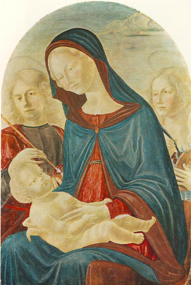 Madonna and Child with Saints Sebastian and Catherine of Alexandria, vintage artwork by Neroccio de' Landi, A3 (16x12") Poster Print