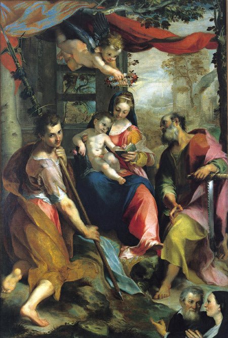 Madonna and Child with Saints Simon and Thaddeus, vintage artwork by Federico Barocci, 12x8" (A4) Poster