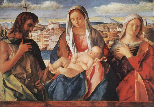 Madonna and Child with St. John the Baptist and a Saint, vintage artwork by Giovanni Bellini, A3 (16x12") Poster Print