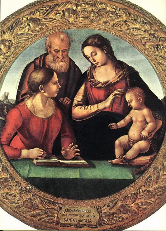 Madonna and Child with St Joseph and Another Saint, vintage artwork by Luca Signorelli, A3 (16x12") Poster Print