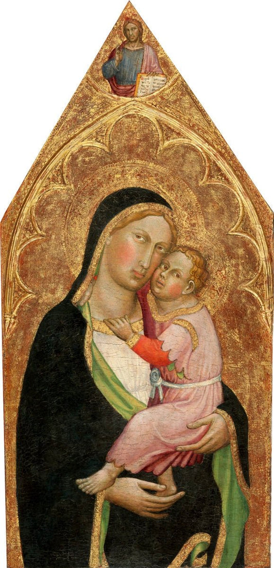 Madonna and Child, with the Blessing Christ, vintage artwork by Martino di Bartolomeo, A3 (16x12") Poster Print