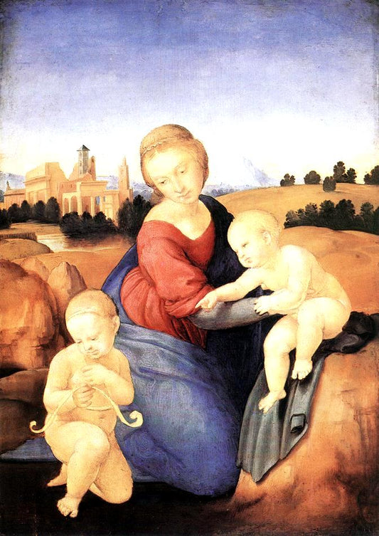 Madonna and Child with the Infant St John, vintage artwork by Raphael, A3 (16x12") Poster Print
