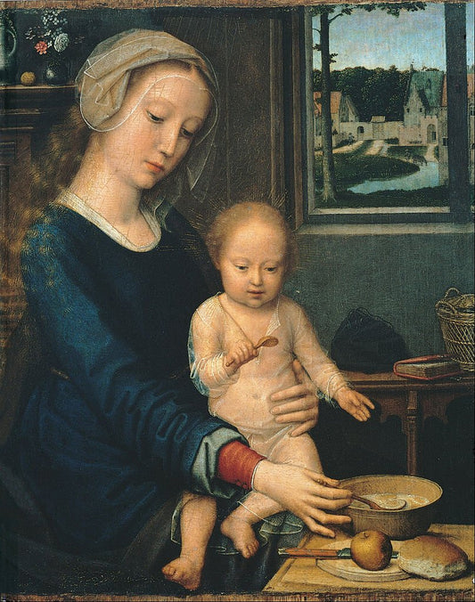 Madonna and Child with the Milk Soup, vintage artwork by Gheeraert (Gerard) David, A3 (16x12") Poster Print