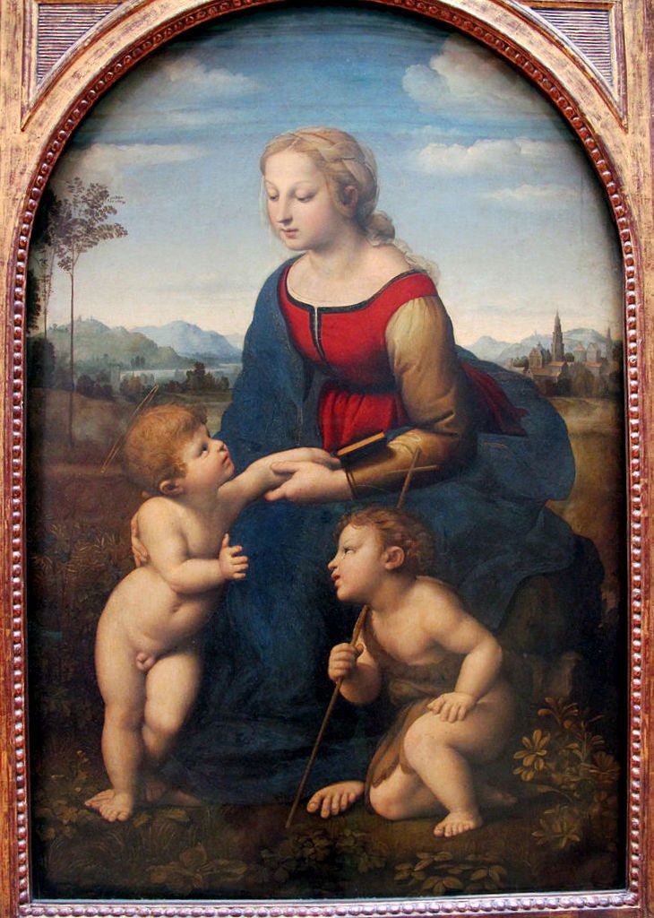 Madonna and Child with the Young John the Baptist, vintage artwork by Raphael, A3 (16x12") Poster Print