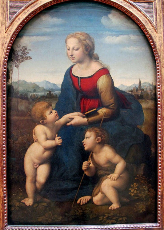 Madonna and Child with the Young John the Baptist, vintage artwork by Raphael, A3 (16x12") Poster Print