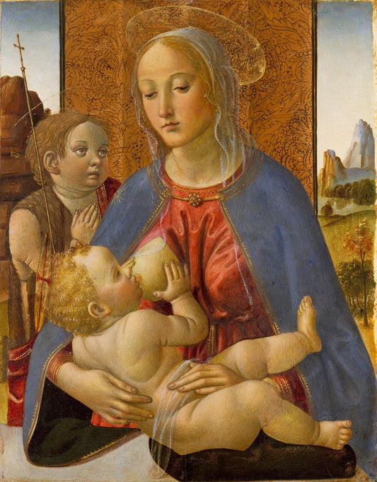Madonna and Child with the Young Saint John the Baptist, vintage artwork by Cosimo Rosselli, A3 (16x12") Poster Print
