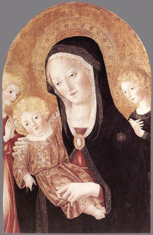 Madonna and Child with Two Angels, vintage artwork by Attributed to Francesco di Giorgio Martini, A3 (16x12") Poster Print
