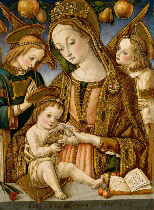 Madonna and Child with Two Angels, vintage artwork by Vittore Crivelli, A3 (16x12") Poster Print