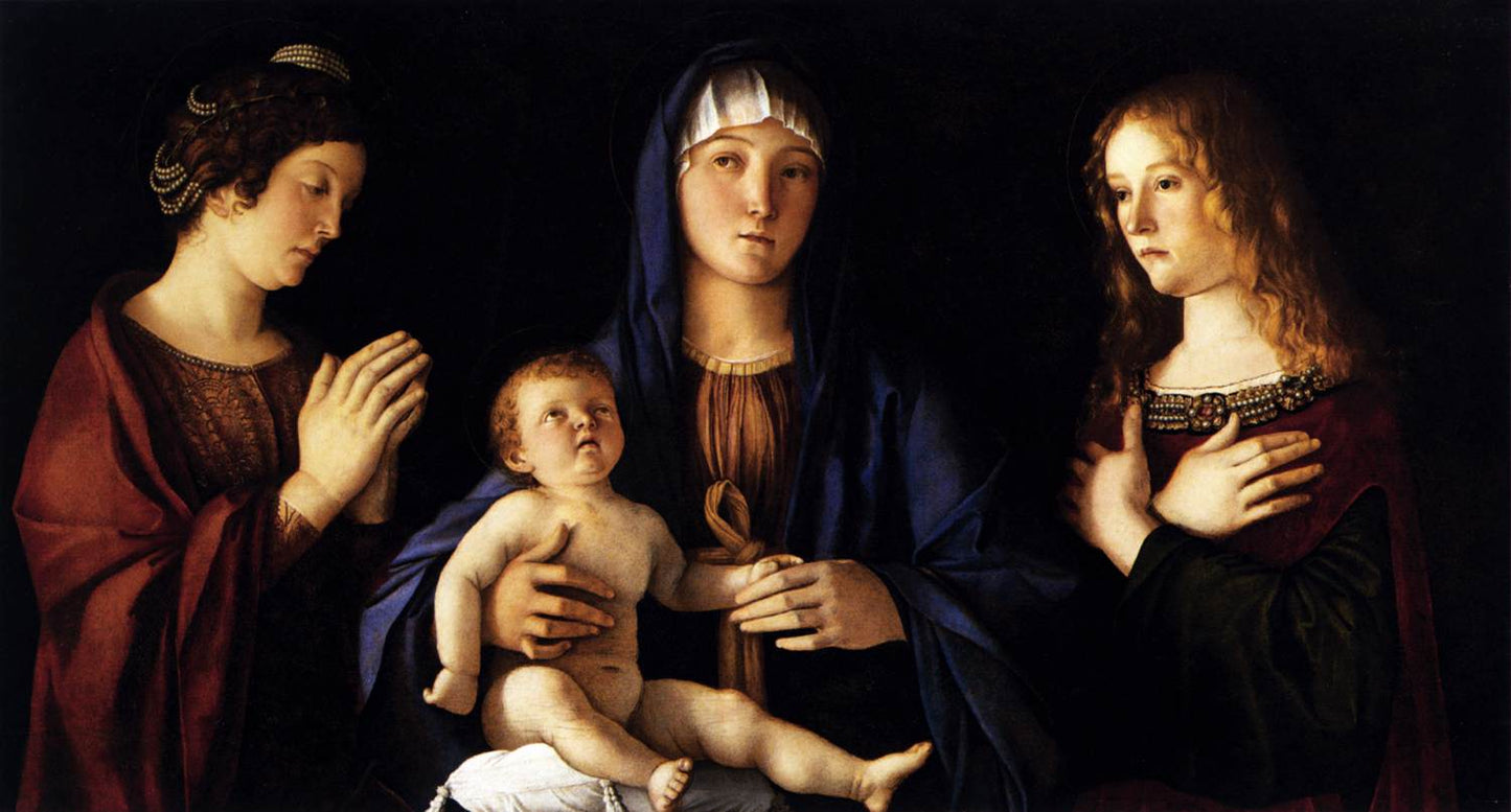 Madonna and Child with Two Saints (Sacra Conversazione), vintage artwork by Giovanni Bellini, A3 (16x12") Poster Print