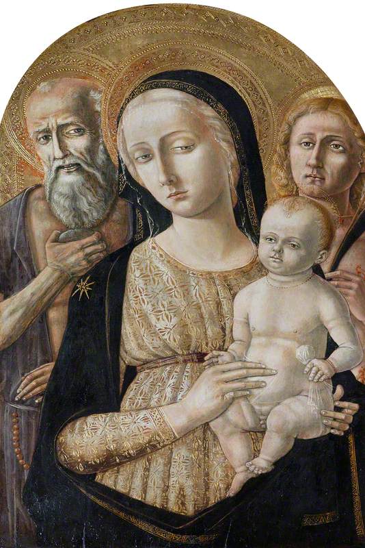 Madonna and Chiuld with Saint Jerome and Saint Sebastian, vintage artwork by Matteo di Giovanni, A3 (16x12") Poster Print