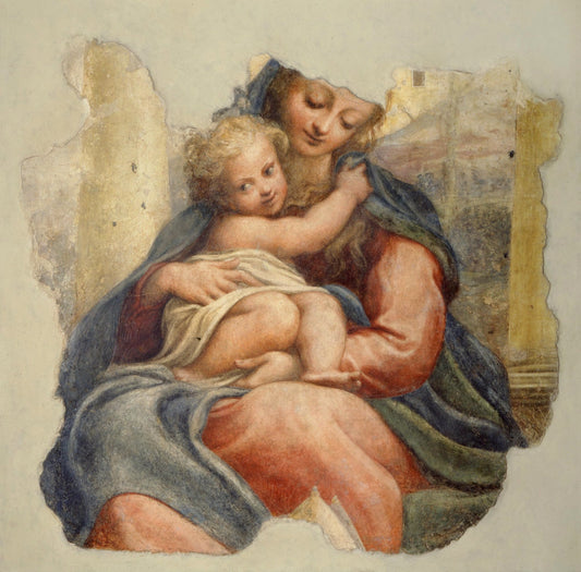 Madonna della Scala (fragment), vintage artwork by Correggio, A3 (16x12") Poster Print