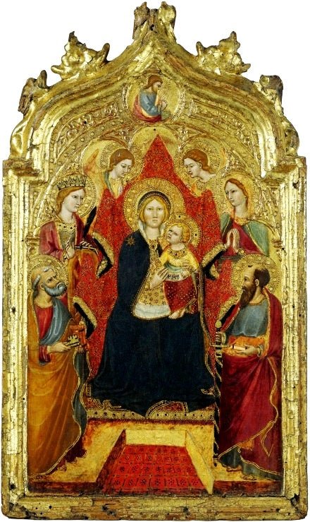 Madonna enthroned with Angels, vintage artwork by Gregorio di Cecco, A3 (16x12") Poster Print