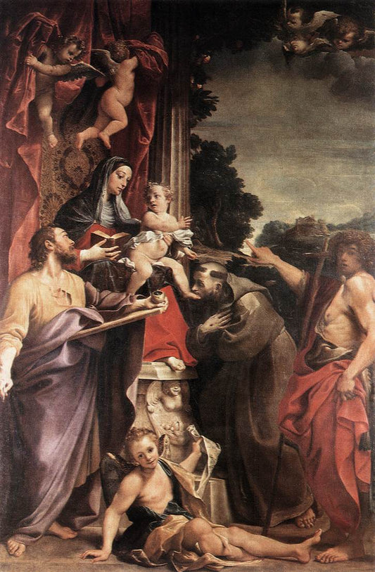 Madonna Enthroned with Saint Matthew, vintage artwork by Annibale Carracci, A3 (16x12") Poster Print