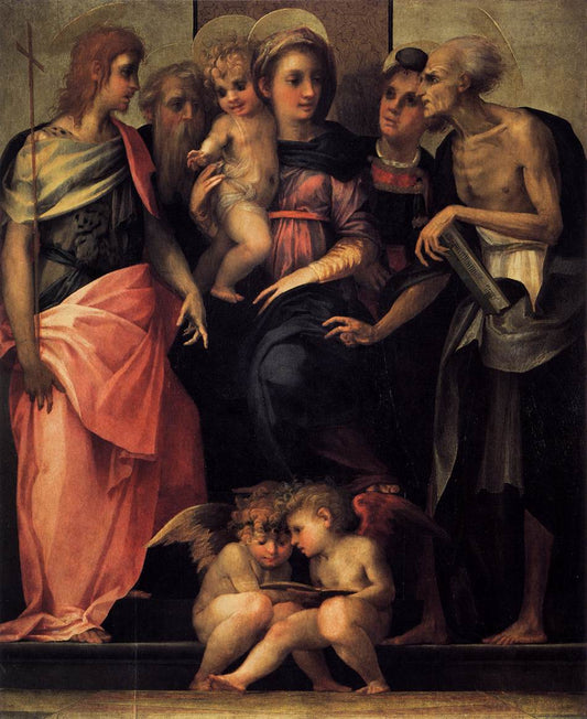 Madonna Enthroned with Saints, vintage artwork by Rosso Fiorentino, A3 (16x12") Poster Print