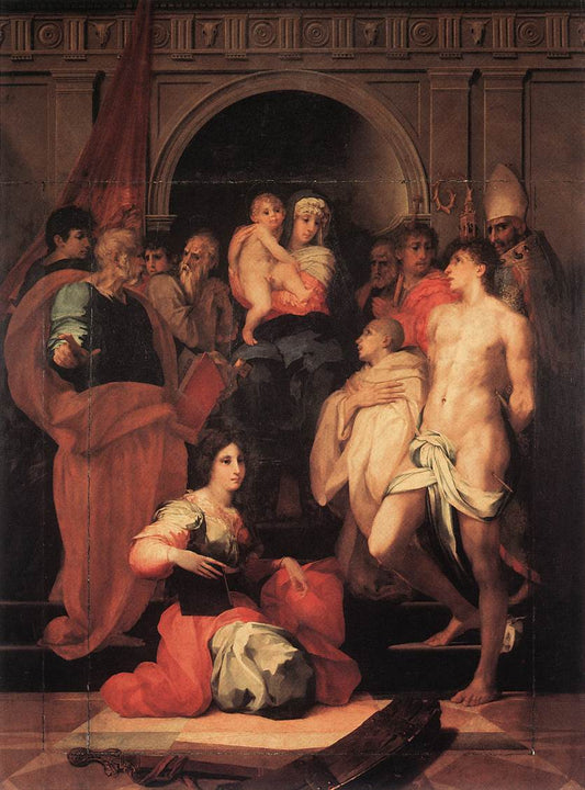 Madonna Enthroned with Ten Saints, vintage artwork by Rosso Fiorentino, A3 (16x12") Poster Print