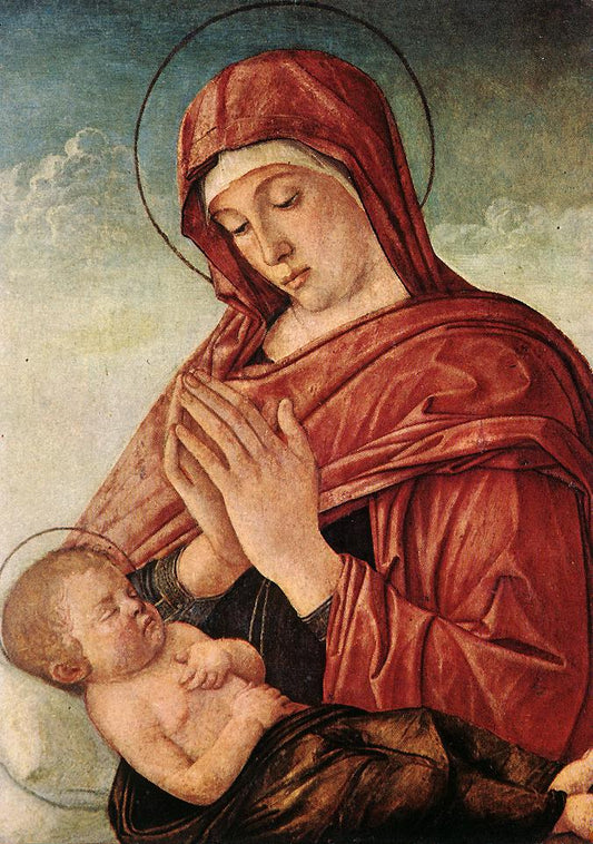 Madonna in Adoration of the Sleeping Child, vintage artwork by Giovanni Bellini, A3 (16x12") Poster Print