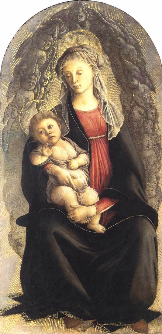 Madonna in Glory with Seraphim, vintage artwork by Sandro Botticelli, A3 (16x12") Poster Print
