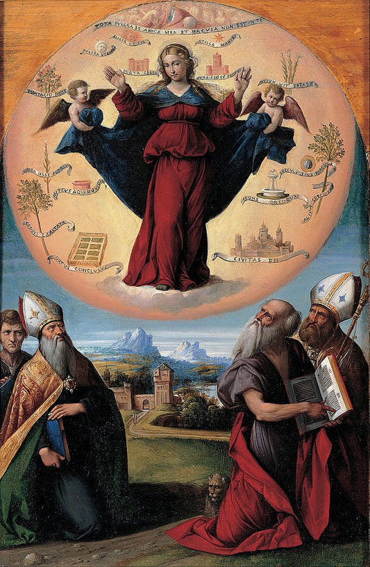 Madonna in Glory with the Holy Hones, vintage artwork by Il Garofalo, A3 (16x12") Poster Print