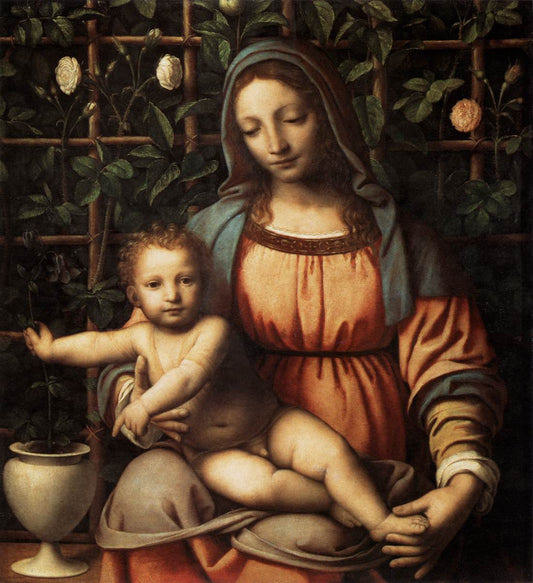 Madonna in the Rose Garden, vintage artwork by Bernardino Luini, A3 (16x12") Poster Print