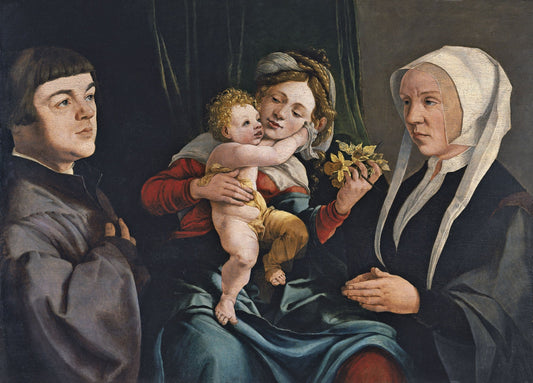 Madonna of the Daffodils with the Child and Donors, vintage artwork by Jan van Scorel, A3 (16x12") Poster Print