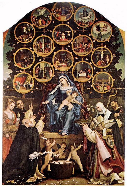 Madonna of the Rosary, vintage artwork by Lorenzo Lotto, A3 (16x12") Poster Print