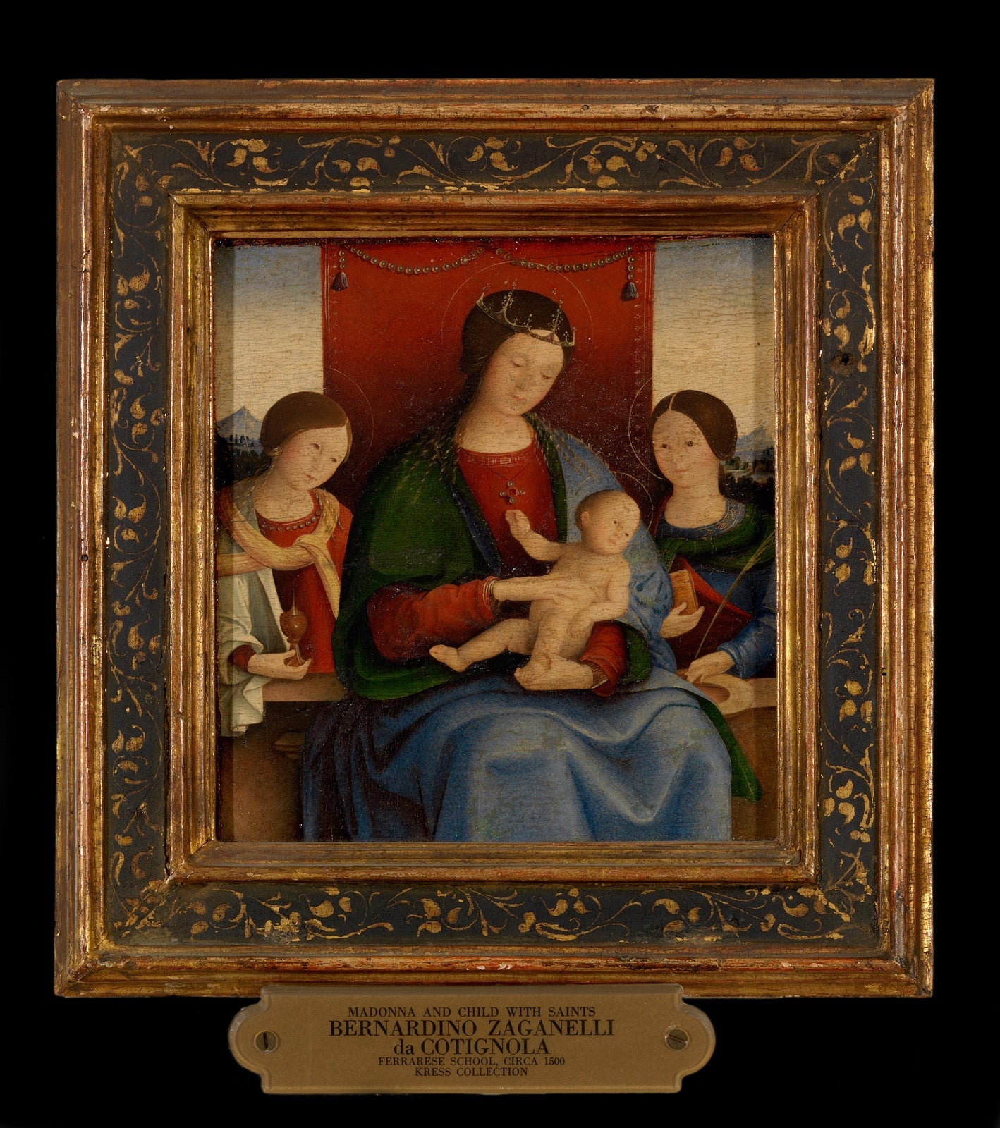 madonna with child and saints, vintage artwork by Bernardino Zaganelli, A3 (16x12") Poster Print