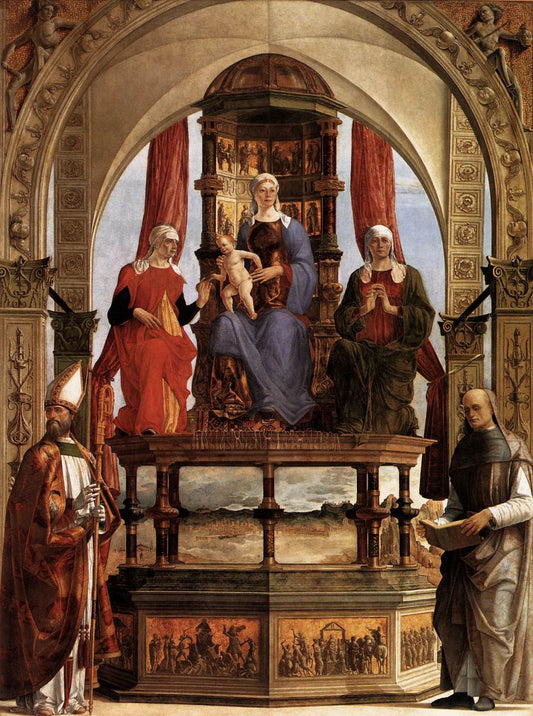 Madonna with Child and Saints, vintage artwork by Ercole de' Roberti, A3 (16x12") Poster Print
