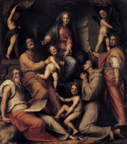 Madonna with Child and Saints, vintage artwork by Pontormo, A3 (16x12") Poster Print