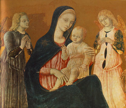 Madonna with Child and Two Angels, vintage artwork by Matteo di Giovanni, A3 (16x12") Poster Print