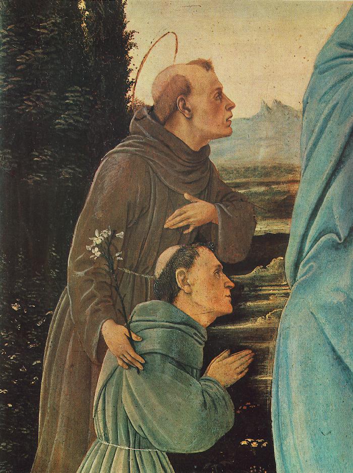 Madonna with Child, St Anthony of Padua and a Friar (detail), vintage artwork by Filippino Lippi, A3 (16x12") Poster Print