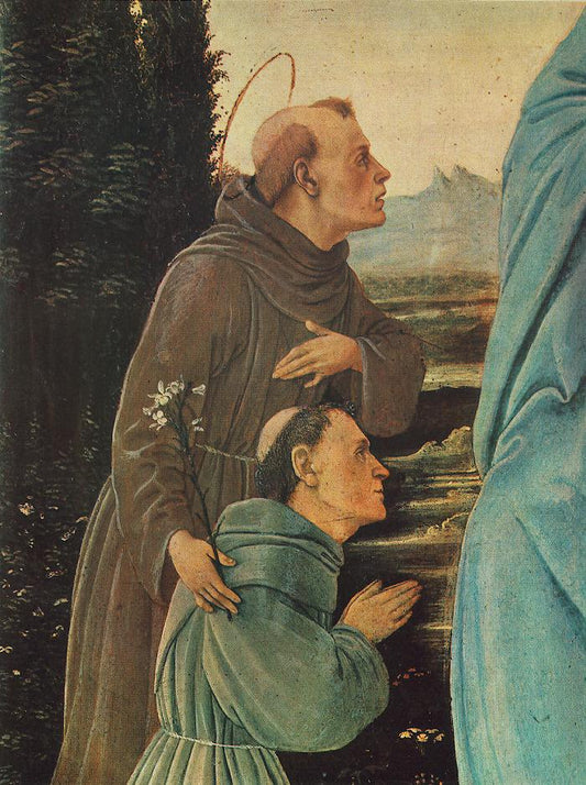 Madonna with Child, St Anthony of Padua and a Friar (detail), vintage artwork by Filippino Lippi, A3 (16x12") Poster Print
