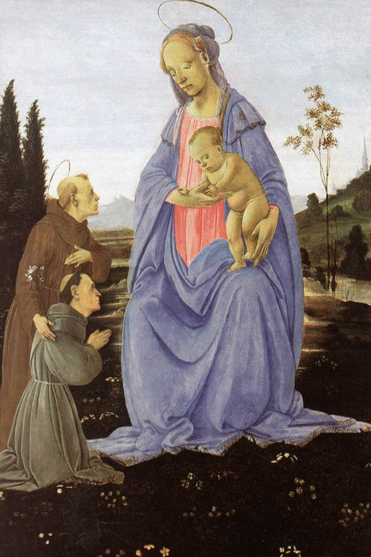 Madonna with Child, St Anthony of Padua and a Friar, vintage artwork by Filippino Lippi, A3 (16x12") Poster Print