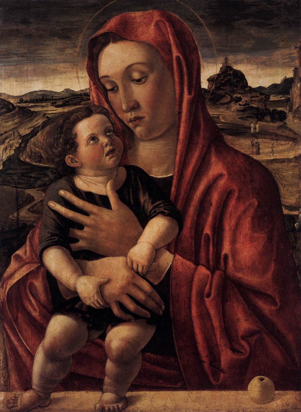 Madonna, with Child Standing on a Parapet, vintage artwork by Giovanni Bellini, A3 (16x12") Poster Print