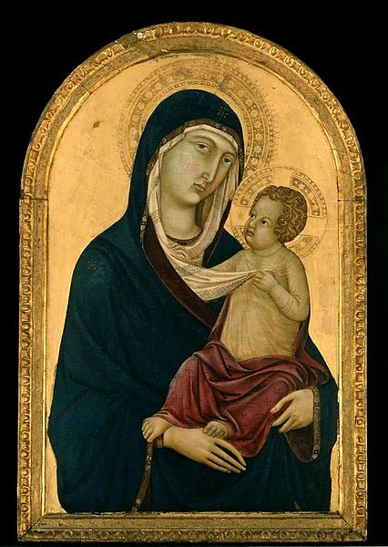 Madonna with Child, vintage artwork by Ugolino di Nerio, 12x8" (A4) Poster