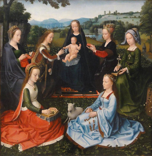 Madonna with Female Saints, vintage artwork by Adriaen Isenbrandt, A3 (16x12") Poster Print
